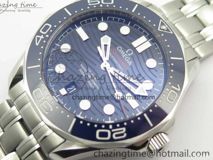 0424 ZeroBulk 2018 Seamaster Diver 300M OMF Best Edition Blue Ceramic Blue Dial on SS Bracelet A8800 (Black Balance Wheel) 7957